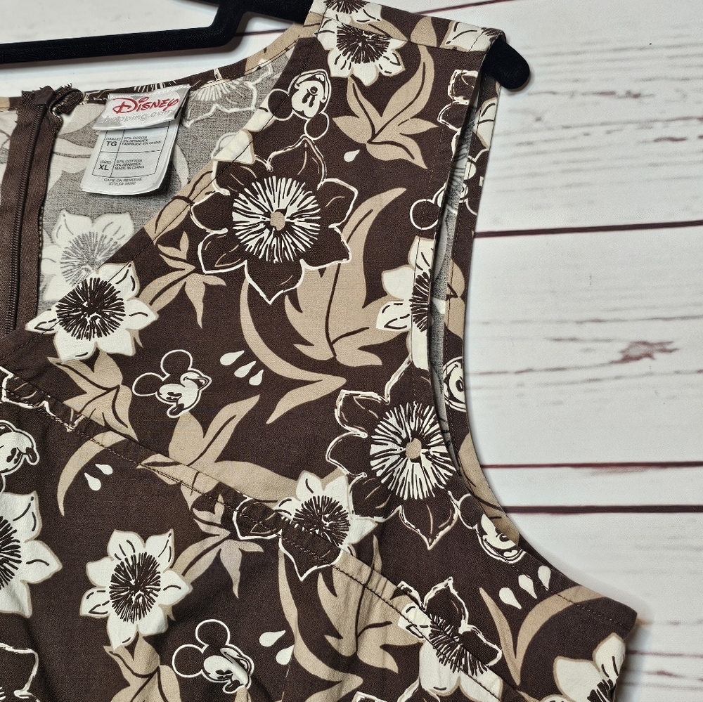 Disney Mickey's Brown Tropical Floral Midi Dress - Picture 5 of 12